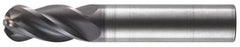 RobbJack - 1/4" Diam, 3/4" LOC, 4 Flute Solid Carbide Ball End Mill - AlTiN Finish, Single End, 2-1/2" OAL, 1/4" Shank Diam, Spiral Flute - Benchmark Tooling