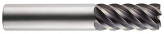 RobbJack - 5/8", 6 Flute, Single End, Solid Carbide, 0.09" Corner Radius End Mill - 3-1/2" OAL, 45° Helix, Right Hand Flute, 1-1/4" LOC, Right Hand Cut - Benchmark Tooling