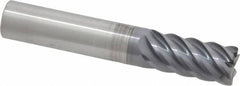 RobbJack - 1/2", 6 Flute, Single End, Solid Carbide, 0.03" Corner Radius End Mill - 3" OAL, 45° Helix, Right Hand Flute, 1" LOC, Right Hand Cut - Benchmark Tooling