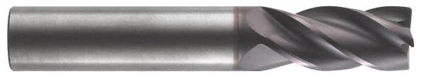 RobbJack - 1/4" Diam, Fine Pitch, 3/4" LOC, 4 Flute Solid Carbide 0.017-0.019" Corner Radius Roughing End Mill - AlTiN Finish, 2-1/2" OAL, 1/4" Shank Diam, Single End, Centercutting - Benchmark Tooling