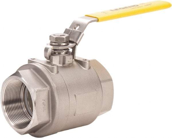 Legend Valve - 4" Pipe, Full Port, Stainless Steel Full Port Ball Valve - 2 Piece, FNPT x FNPT Ends, Locking Lever Handle, 800 WOG, 150 WSP - Benchmark Tooling