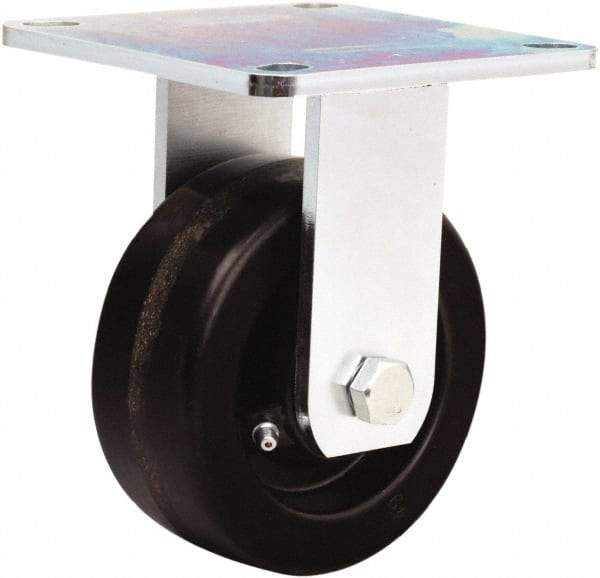 Hamilton - 5" Diam x 2" Wide x 6-1/2" OAH Top Plate Mount Rigid Caster - Phenolic, 900 Lb Capacity, Straight Roller Bearing, 5 x 5-1/2" Plate - Benchmark Tooling