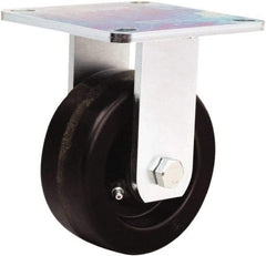 Hamilton - 5" Diam x 2" Wide x 6-1/2" OAH Top Plate Mount Rigid Caster - Phenolic, 900 Lb Capacity, Straight Roller Bearing, 5 x 5-1/2" Plate - Benchmark Tooling