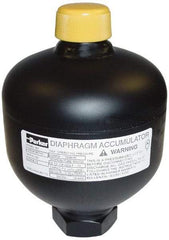 Parker - 170 Lb. Capacity, 3,620 psi Max Working Pressure, 10.47" High, Hydrin Diaphragm Accumulator - 6.63" Diam, 8 SAE Port Thread - Benchmark Tooling