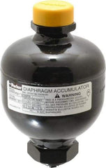 Parker - 20 Lb. Capacity, 3,045 psi Max Working Pressure, 5.55" High, Hydrin Diaphragm Accumulator - 3.74" Diam, 8 SAE Port Thread - Benchmark Tooling