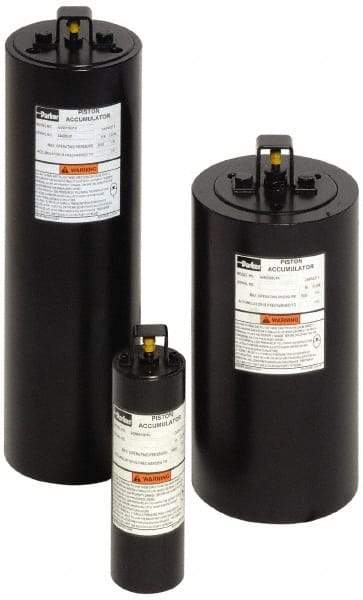 Parker - Piston Accumulators Fluid Capacity: 1/2 Gallon Fluid Capacity in Cubic Inches: 116 - Benchmark Tooling