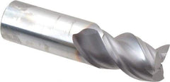 Niagara Cutter - 3/4", 1" LOC, 3/4" Shank Diam, 3" OAL, 3 Flute, Solid Carbide Square End Mill - Single End, TiCN Finish, Spiral Flute, 45° Helix, Centercutting, Right Hand Cut, Right Hand Flute, Series A345 - Benchmark Tooling