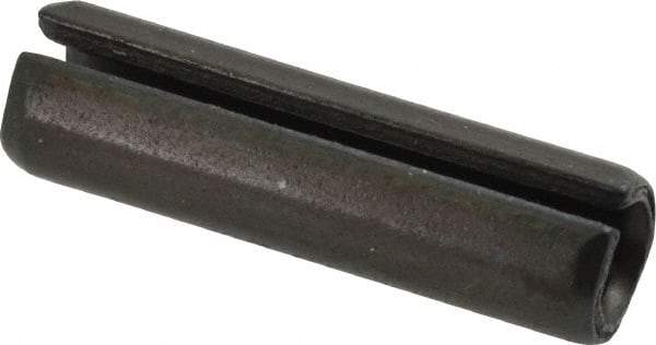 Made in USA - 3/8" Diam x 1-3/8" Long Slotted Spring Pin - Grade 1070-1090 Alloy Steel, Black Oxide Finish - Benchmark Tooling