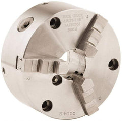 Buck Chuck Company - 3 Jaws, 8" Diam, Self Centering Manual Lathe Chuck - Front Mount, Adjustable, 4,000 Max RPM, 2.37" Through Hole Diam, Forged Steel - Benchmark Tooling