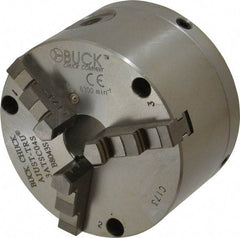 Buck Chuck Company - 3 Jaws, 4" Diam, Self Centering Manual Lathe Chuck - Front Mount, Adjustable, 6,300 Max RPM, 1.04" Through Hole Diam, Forged Steel - Benchmark Tooling