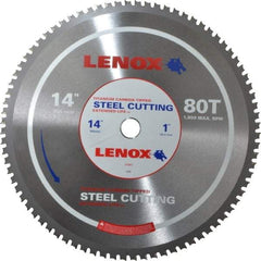 Lenox - 14" Diam, 1" Arbor Hole Diam, 80 Tooth Wet & Dry Cut Saw Blade - Titanium Carbide-Tipped, General Purpose Action, Standard Round Arbor - Benchmark Tooling