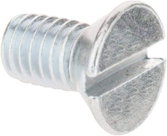 Import - #10-32 UNF, 3/8" OAL Slotted Drive Machine Screw - Flat Head, Grade 2 Steel, Zinc-Plated Finish, Without Washer - Benchmark Tooling