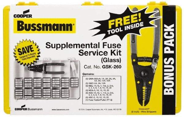 Cooper Bussmann - 32 to 250 VAC/VDC, Fuse Service Kit - 20 Amps, Glass and Ceramic - Benchmark Tooling