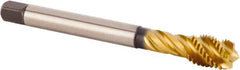 Kennametal - M16x1.50 Metric Fine 4 Flute 6HX Modified Bottoming Spiral Flute Tap - Powdered Metal, TiCN/TiN Finish, 100mm OAL, Right Hand Flute, Right Hand Thread, Series T630 - Benchmark Tooling