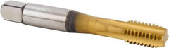 Kennametal - 3/8-24 UNF 3BX 4 Flute TiCN/TiN Finish Powdered Metal Straight Flute Machine Tap - Modified Bottoming, Right Hand Thread, 74.17mm OAL, 14.73mm Thread Length, Oversize - Exact Industrial Supply