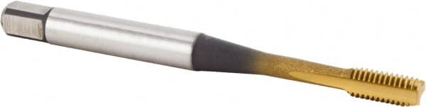 Kennametal - M4x0.70 Metric Coarse 6HX 3 Flute TiCN/TiN Finish Powdered Metal Straight Flute Machine Tap - Modified Bottoming, Right Hand Thread, 63mm OAL, 10mm Thread Length, Oversize - Exact Industrial Supply