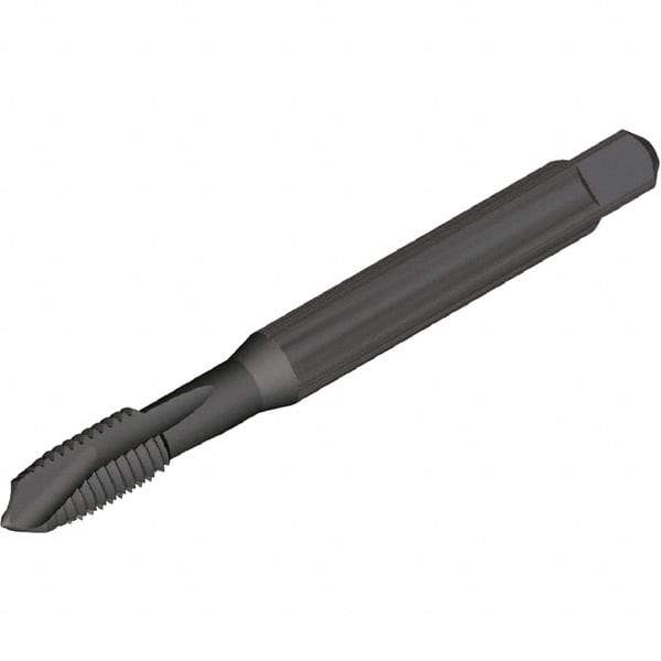 Kennametal - 1/4-28 UNJF, 3 Flute, Oxide Finish, Vanadium High Speed Steel Spiral Point Tap - Plug Chamfer, Right Hand Thread, 80mm OAL, 15mm Thread Length, 7mm Shank Diam, 3B Class of Fit, Series T820 - Exact Industrial Supply