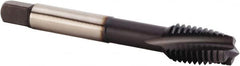 Kennametal - M8x1.25 Metric 3 Flute 6HX Plug Spiral Flute Tap - Powdered Metal, TiN/CrC/C Finish, 68.83mm OAL, Left Hand Flute, Right Hand Thread, Series T620 - Exact Industrial Supply