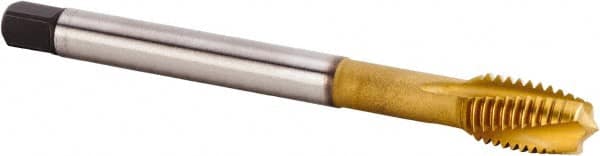 Kennametal - M16x2.00 Metric 4 Flute 6HX Plug Spiral Flute Tap - Powdered Metal, TiCN/TiN Finish, 110mm OAL, Left Hand Flute, Right Hand Thread, Series T620 - Benchmark Tooling