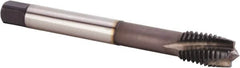 Kennametal - M16x2.00 Metric 4 Flute 6HX Plug Spiral Flute Tap - Powdered Metal, TiN/CrC/C Finish, 110mm OAL, Left Hand Flute, Right Hand Thread, Series T620 - Benchmark Tooling