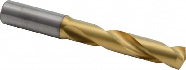 Kennametal - 21/32" 140° Solid Carbide Jobber Drill - Multilayer TiAlN Finish, Right Hand Cut, Spiral Flute, Straight Shank, 143mm OAL, Standard Point - Benchmark Tooling