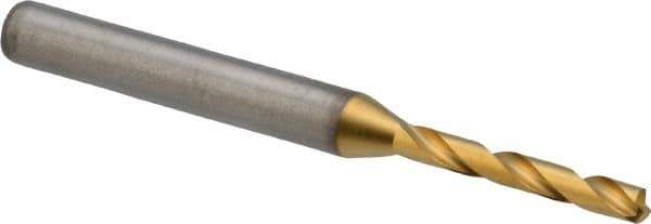 Kennametal - 3.3mm 140° Solid Carbide Jobber Drill - Multilayer TiAlN Finish, Right Hand Cut, Spiral Flute, Straight Shank, 66mm OAL, Standard Point - Benchmark Tooling
