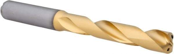 Kennametal - 27/64" 140° Solid Carbide Jobber Drill - Multilayer TiAlN Finish, Right Hand Cut, Spiral Flute, Straight Shank, 118mm OAL, Standard Point - Benchmark Tooling