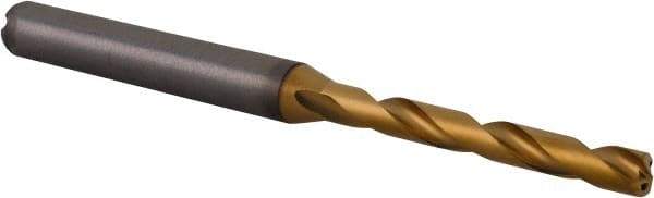 Kennametal - 4mm 140° Solid Carbide Jobber Drill - Multilayer TiAlN Finish, Right Hand Cut, Spiral Flute, Straight Shank, 74mm OAL, Standard Point - Benchmark Tooling