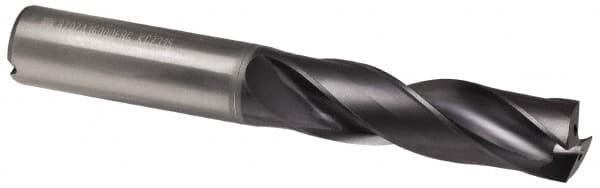 Kennametal - 21mm 180° Spiral Flute Solid Carbide Screw Machine Drill Bit - Multilayer TiAlN Finish, Right Hand Cut, 86mm Flute Length, 141mm OAL, Flat-Bottom Point, Straight Shank, Through Coolant - Benchmark Tooling