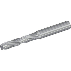 Kennametal - 3/4" 180° Spiral Flute Solid Carbide Screw Machine Drill Bit - Bright Finish, Right Hand Cut, 79mm Flute Length, 131mm OAL, Flat-Bottom Point, Straight Shank, Through Coolant - Benchmark Tooling