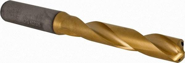 Kennametal - 31/64" 140° Solid Carbide Jobber Drill - Multilayer TiAlN Finish, Right Hand Cut, Spiral Flute, Straight Shank, 124mm OAL, Standard Point - Benchmark Tooling