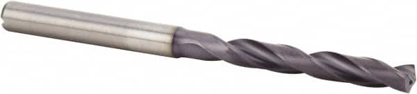 Kennametal - 5.3mm 140° Solid Carbide Jobber Drill - Multilayer TiAlN Finish, Right Hand Cut, Spiral Flute, Straight Shank, 82mm OAL, Standard Point - Benchmark Tooling