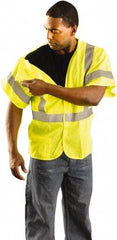 PRO-SAFE - Size XL/2XL High Visibility Yellow Mesh Breakaway Vest - 55" Chest, ANSI 107-2010, Hook & Loop Closure, 2 Pockets, Polyester - Benchmark Tooling