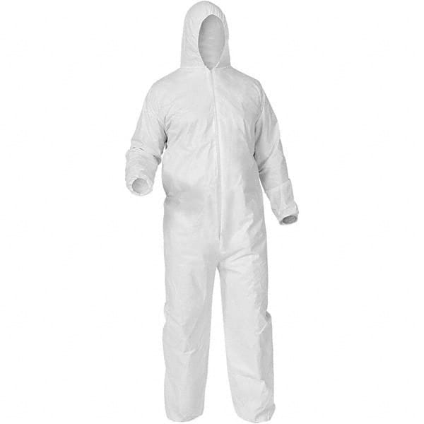 KleenGuard - Size 4XL Film Laminate General Purpose Coveralls - White, Zipper Closure, Elastic Cuffs, Elastic Ankles, Serged Seams - Benchmark Tooling