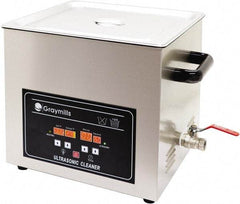 Graymills - Bench Top Water-Based Ultrasonic Cleaner - 4 Gal Max Operating Capacity, 304 Stainless Steel Tank, 330.2mm High x 14" Long x 13" Wide, 120 Input Volts - Benchmark Tooling