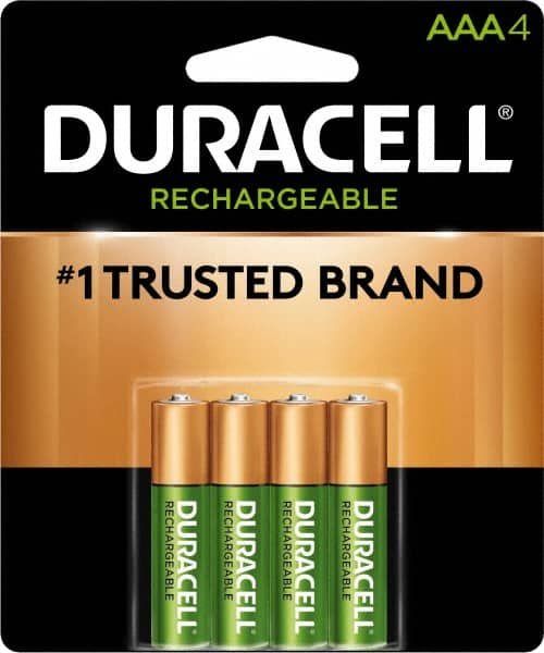 Duracell - Size AAA, NiMH, 4 Pack, Standard Battery - 1.2 Volts, Button Tab Terminal, 61951-2:2003-04 - Benchmark Tooling