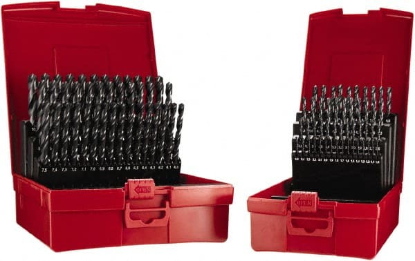 DORMER - 1 to 10mm, 118° Point, Oxide Finish, High Speed Steel Jobber Length Drill Bit Set - Benchmark Tooling
