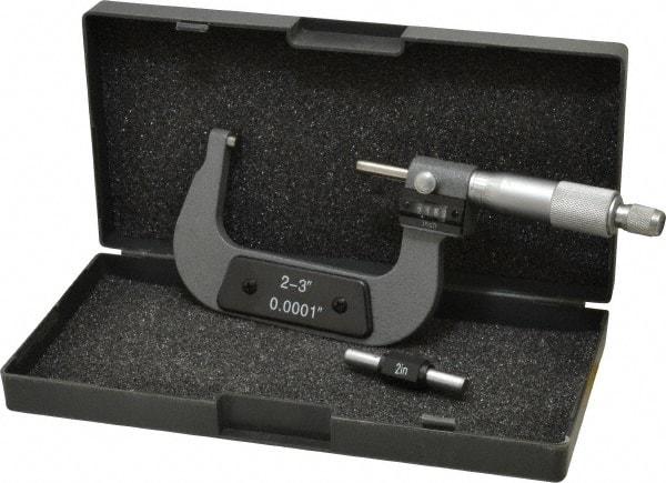 Value Collection - 2 to 3" Range, 0.0001" Graduation, Mechanical Outside Micrometer - Ratchet Stop Thimble, Digital Counter - Benchmark Tooling