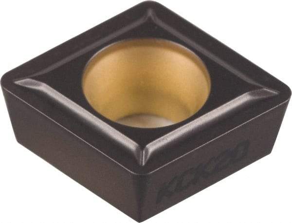 Kennametal - CPMT32.52 LF Grade KCK05 Carbide Turning Insert - TiCN/Al2O3 Finish, 80° Diamond, 3/8" Inscr Circle, 5/32" Thick, 1/32" Corner Radius - Benchmark Tooling