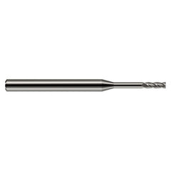Miniature End Mills - Long Reach, Standard Flute - 0.1180″ Cutter Diameter × 0.3540″ Length of Cut × 0.9500″ Reach Carbide Square End Mill, 4 Flutes - Exact Industrial Supply