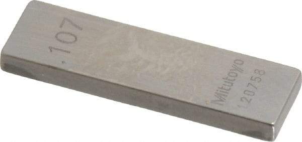 Mitutoyo - 0.107" Rectangular Steel Gage Block - Accuracy Grade 0, Includes Certificate of Inspection - Benchmark Tooling