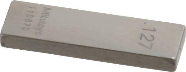 Mitutoyo - 0.127" Rectangular Steel Gage Block - Accuracy Grade 0, Includes Certificate of Inspection - Benchmark Tooling