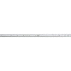 SPI - 12" Long, 1/100, 1/10" and 0.5, 1mm Graduation, Flexible Steel Rule - Decimal/Metric Graduation Style, 1/2" Wide, Silver, Satin Chrome Finish - Benchmark Tooling