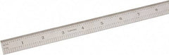 SPI - 18" Long, 1/100, 1/10" and 0.5, 1mm Graduation, Flexible Steel Rule - Decimal/Metric Graduation Style, 3/4" Wide, Silver, Satin Chrome Finish - Benchmark Tooling