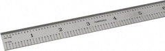 SPI - 24" Long, 1/100, 1/10" and 0.5, 1mm Graduation, Flexible Steel Rule - Decimal/Metric Graduation Style, 3/4" Wide, Silver, Satin Chrome Finish - Benchmark Tooling