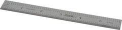 SPI - 6" Long, 1/100, 1/10" and 0.5, 1mm Graduation, Rigid Steel Rule - Decimal/Metric Graduation Style, 3/4" Wide, Silver, Satin Chrome Finish - Benchmark Tooling