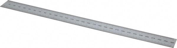 SPI - 12" Long, 1/100, 1/10" and 0.5, 1mm Graduation, Rigid Steel Rule - Decimal/Metric Graduation Style, 1" Wide, Silver, Satin Chrome Finish - Benchmark Tooling