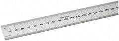 SPI - 18" Long, 0.5, 1mm Graduation, Rigid Steel Rule - Metric Graduation Style, 1-1/8" Wide, Silver, Satin Chrome Finish - Benchmark Tooling