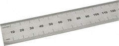 SPI - 24" Long, 0.5, 1mm Graduation, Rigid Steel Rule - Metric Graduation Style, 1-1/8" Wide, Silver, Satin Chrome Finish - Benchmark Tooling