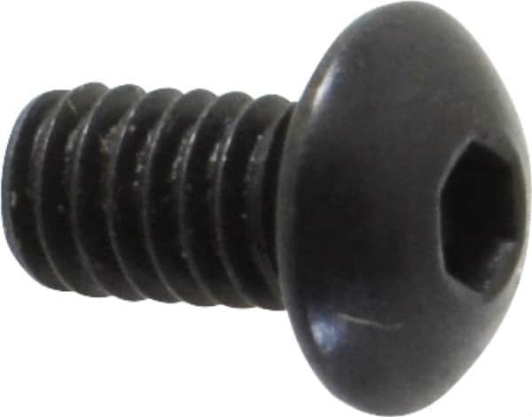 Holo-Krome - #8-32 UNC Hex Socket Drive, Button Screw - Alloy Steel, Black Oxide Finish, Fully Threaded, 5/16" Length Under Head - Benchmark Tooling